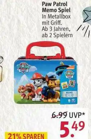 Rossmann Paw Patro Memo Spiel Angebot