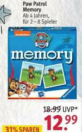 Rossmann Paw Patrol Memory Angebot