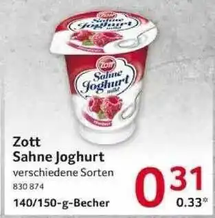 Selgros Zott Sahne Joghurt Angebot