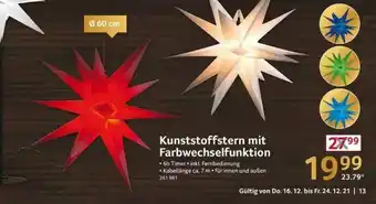 Selgros Kunststoffstern Mit Farbwechselfunktion Angebot