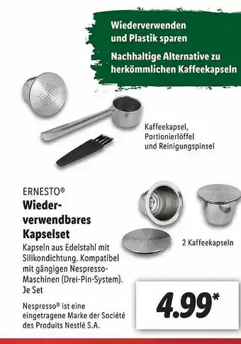 Lidl Ernesto Wiederverwendbares Kapselset Angebot