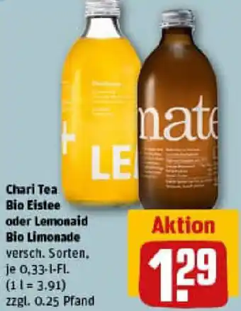 REWE Chari Tea Bio Eistee oder Lemonaid Bio Limonade Angebot