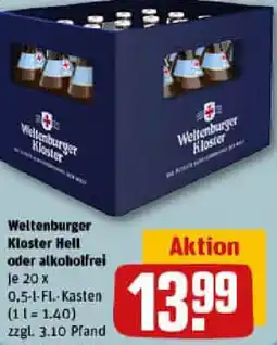 REWE Weltenburger Kloster Hell oder alkoholfrei Angebot