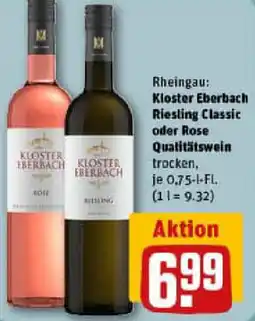 REWE Kloster Eberbach Riesling Classic oder Rose Qualitätswein Angebot