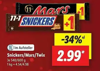 Lidl Snickers, Mars Oder Twix Angebot