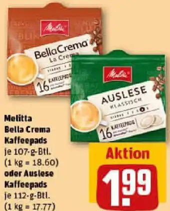 REWE Melitta Bella Crema Kaffeepads oder Auslese Kaffeepads Angebot