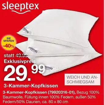 Möbelzentrum Pforzheim Sleeptex 3-Kammer-Kopfkissen Angebot