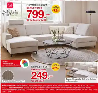 Möbelzentrum Pforzheim Stylife wohnlandschaft oder couchtisch Angebot