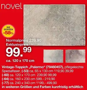 Möbelzentrum Pforzheim Novel Vintage-Teppich „Palermo" Angebot