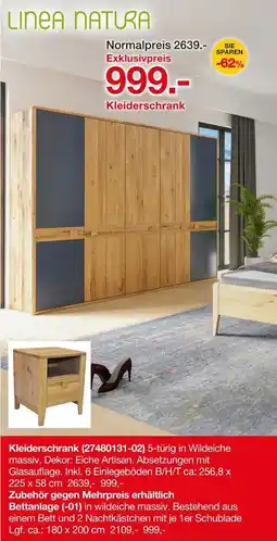 Möbelzentrum Pforzheim LINEA NATURA Kleiderschrank Angebot
