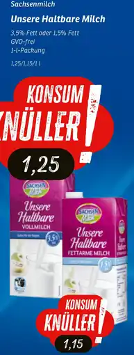 KONSUM Sachsenmilch Unsere Haltbare Milch Angebot
