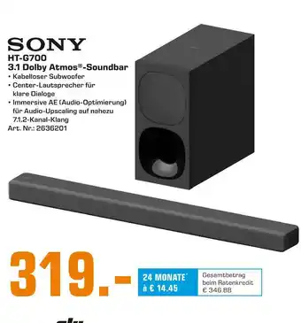 Saturn Sony ht-g700 3.1 dolby atmos®-soundbar Angebot