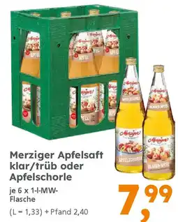 Globus Baumarkt Merziger Apfelsaft klar/trüb oder Apfelschorle Angebot