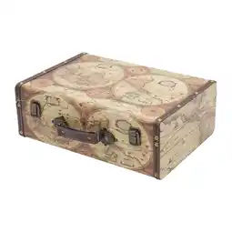 Netto Marken-Discount HMF VKO104 Vintage Koffer aus Holz, 38 x 26 x 13 cm, Deko Weltkarte Farbe Angebot