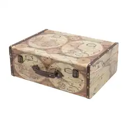 Netto Marken-Discount HMF VKO104 Vintage Koffer aus Holz, 44 x 32 x 16 cm, Deko Weltkarte Farbe Angebot