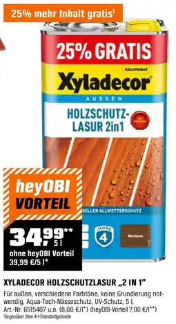 OBI XYLADECOR HOLZSCHUTZLASUR ,,2 IN 1" Angebot