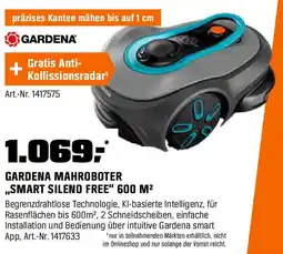 OBI GARDENA MÄHROBOTER ,,SMART SILENO FREE" 600 M² Angebot