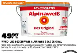 OBI WAND- UND DECKENFARBE ALPINAWEISS DAS ORIGINAL Angebot