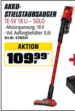 OBI Einhell AKKU- STIELSTAUBSAUGER TE-SV 18 LI-SOLO Angebot