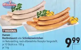 CITTI Markt Hansen Rostbratwurst oder Schinkenwürstchen Angebot