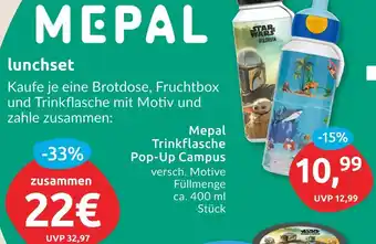 Budni Mepal trinkflasche pop-up campus Angebot