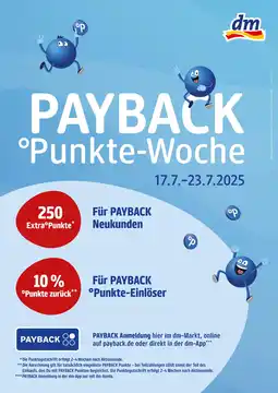 dm drogerie Payback 250 extra°punkte oder 10 % °punkte zurück Angebot