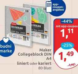 Budni Maker collegeblock din a4 liniert Angebot
