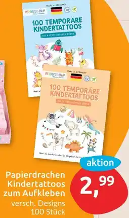 Budni Papierdrachen 100 temporäre kindertattoos blau Angebot