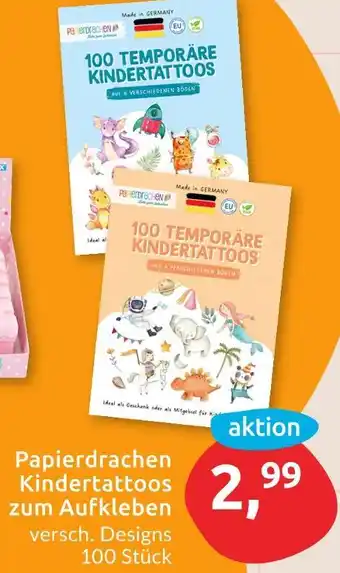 Budni Papierdrachen 100 temporäre kindertattoos blau Angebot