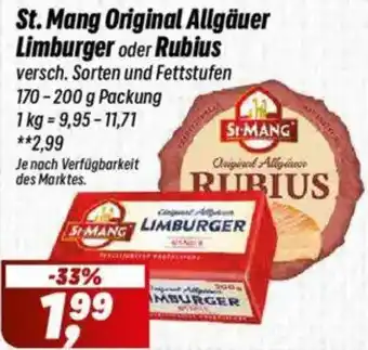 Simmel St.Mang Original Allgäuer Limburger oder Rubius Angebot