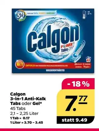 NETTO Calgon 3-in-1 anti-kalk tabs oder gel Angebot