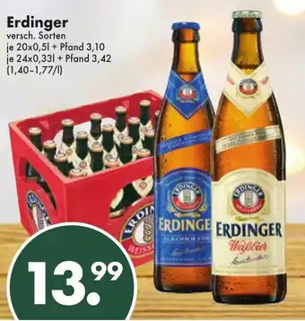 Trink und Spare Erdinger 20x0,5L/24x0,33L Angebot