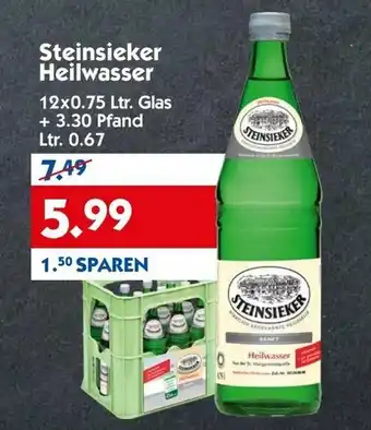 Hol'ab Getränkemarkt Steinsieker Heilwasser 12 x 0.75 Ltr. Glas + 3.30 Pfand Ltr. 0.67 Angebot