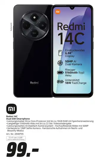 MediaMarkt Redmi 14c dual sim smartphone Angebot