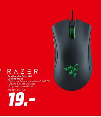 MediaMarkt Razer deathadder essential gaming maus Angebot