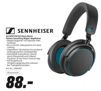 MediaMarkt Sennheiser accentum wireless blues noise cancelling bügel-kopfhörer Angebot
