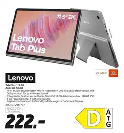 MediaMarkt Lenovo tab plus 128 gb android tablet Angebot