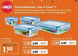 V Markt Emsa frischhaltedosen „clip & close“ quadratisch Angebot