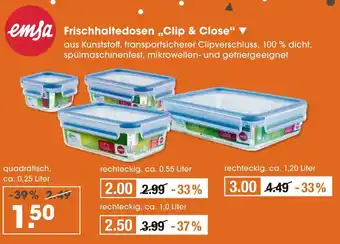 V Markt Emsa frischhaltedosen „clip & close“ quadratisch Angebot