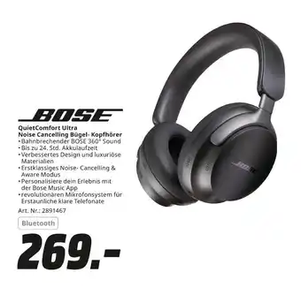 MediaMarkt Bose quietcomfort ultra noise cancelling bügel-kopfhörer Angebot