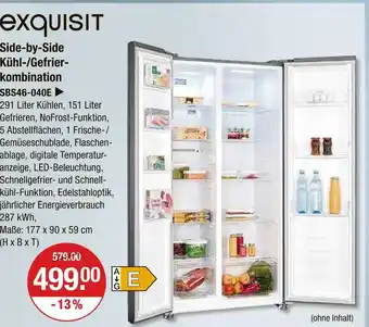 V Markt Exquisit side-by-side kühl-/gefrierkombination Angebot