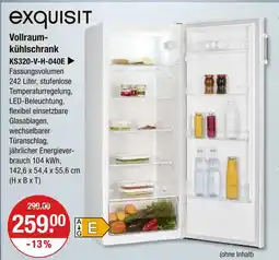 V Markt Exquisit vollraumkühlschrank ks320-v-h-040e Angebot