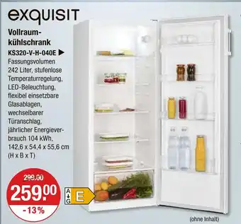 V Markt Exquisit vollraumkühlschrank ks320-v-h-040e Angebot