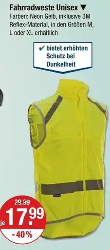 V Markt Fahrradweste unisex Angebot