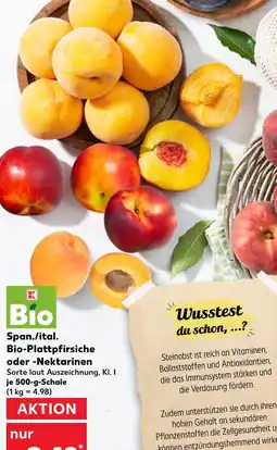 Kaufland Bio-plattpfirsiche oder -nektarinen Angebot