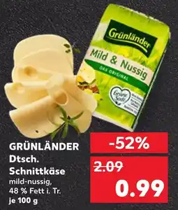 Kaufland Grünländer dtsch. schnittkäse mild-nussig Angebot