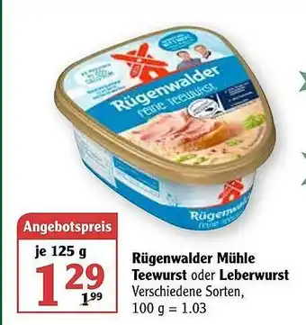 Globus Rügenwalder Mühle Teewurst Oder Leberwurst Angebot