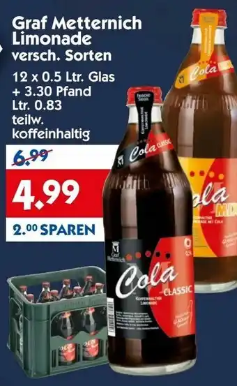 Hol'ab Getränkemarkt Graf Metternich Limonade Versch. Sorten 12 x 0.5 Ltr. Glas + 3.30 Pfand Ltr. 0.83 Angebot