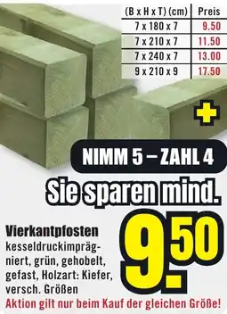B1 Discount Baumarkt Vierkantpfosten Angebot