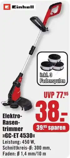 B1 Discount Baumarkt Einhell Elektro Rasentrimmer GC-ET 4530 Angebot